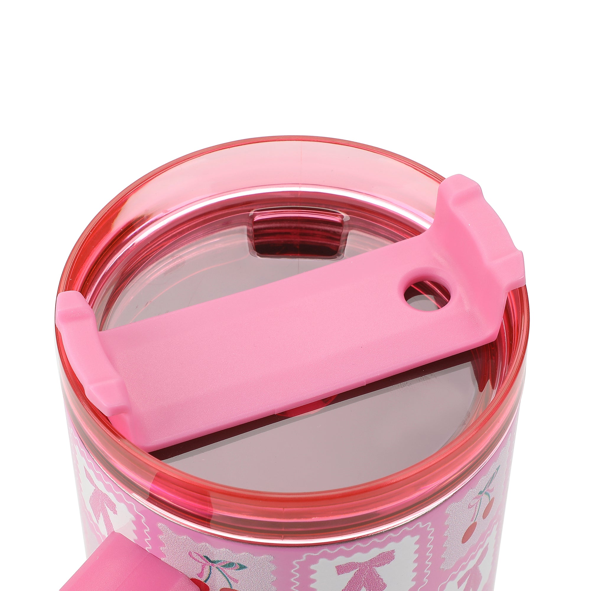 Packed Party Cherries Pink 40 Oz Stainless Steel Tumbler With Handle