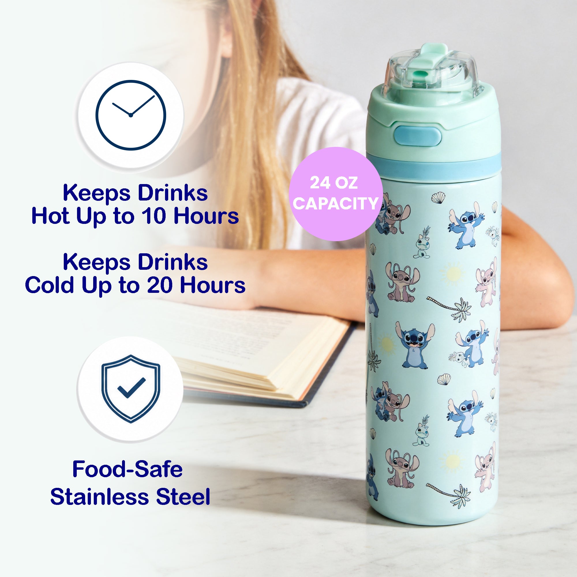 Lilo & Stitch AOP 24 oz Stainless Steel Water Bottle