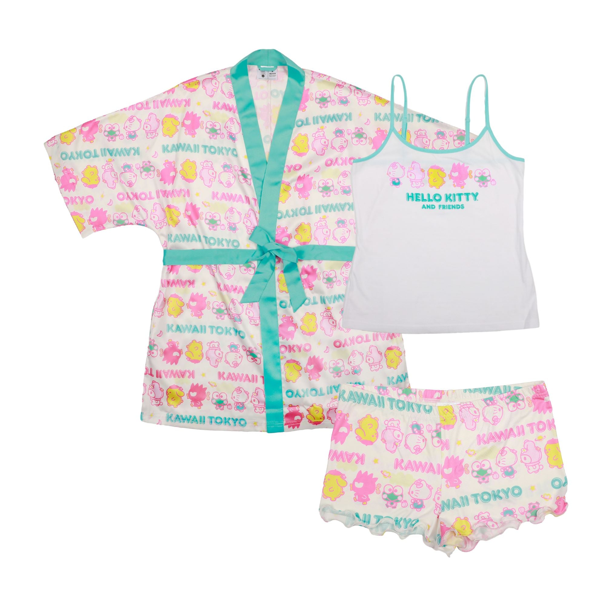 Women's Hello Kitty & Friends Sleepwear Set: Robe, Camisole, and Sleep Shorts