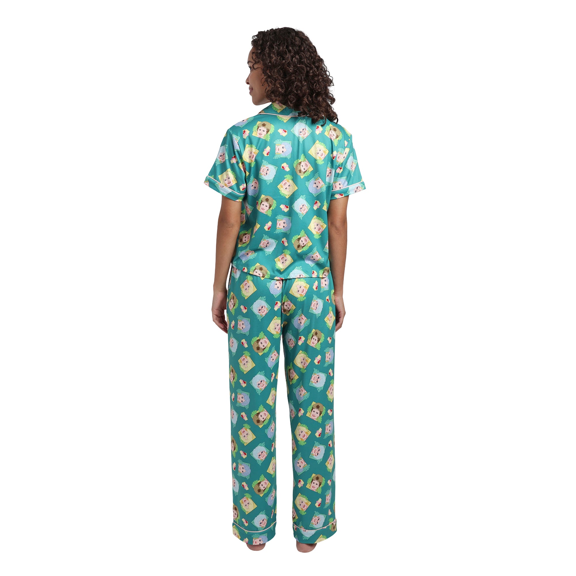 Golden Girls Characters All-Over Print Women's Button-Down Shirt And Pants 2-Piece Pajama Set