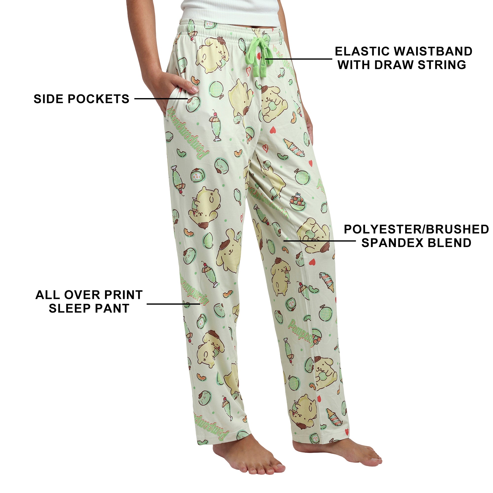 Pompompurin Light Green Adult Womens Sleep Pants