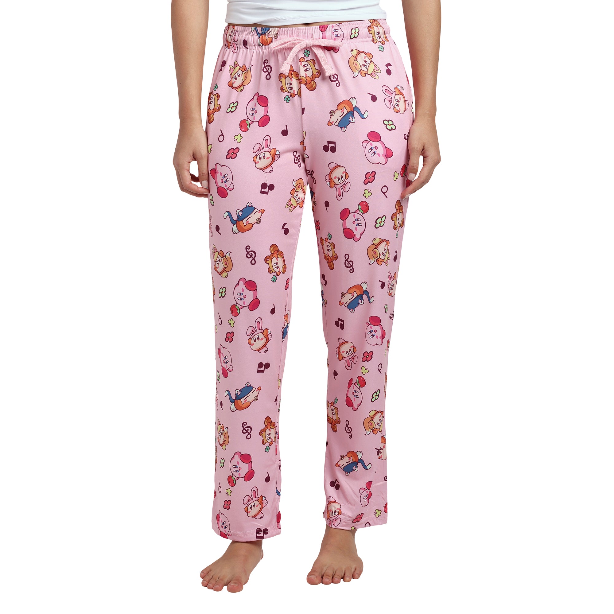 Kirby Pink Adult Womens Sleep Pants - Cozy Nightwear for Gamers