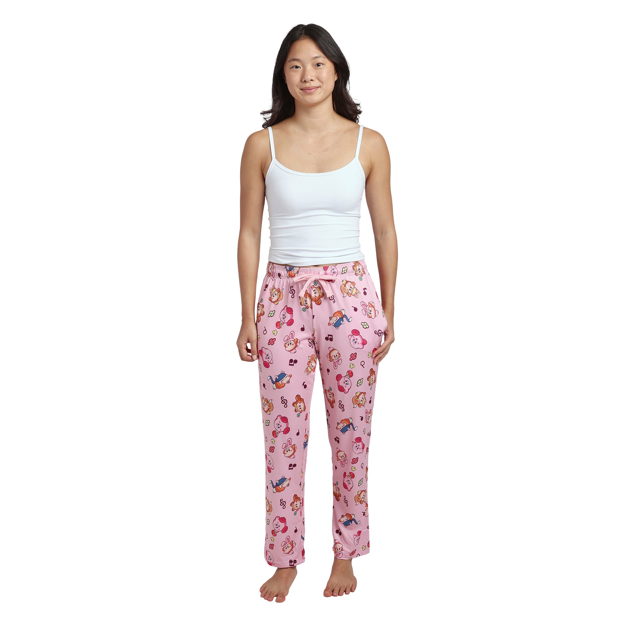 Kirby Pink Adult Womens Sleep Pants - Cozy Nightwear for Gamers