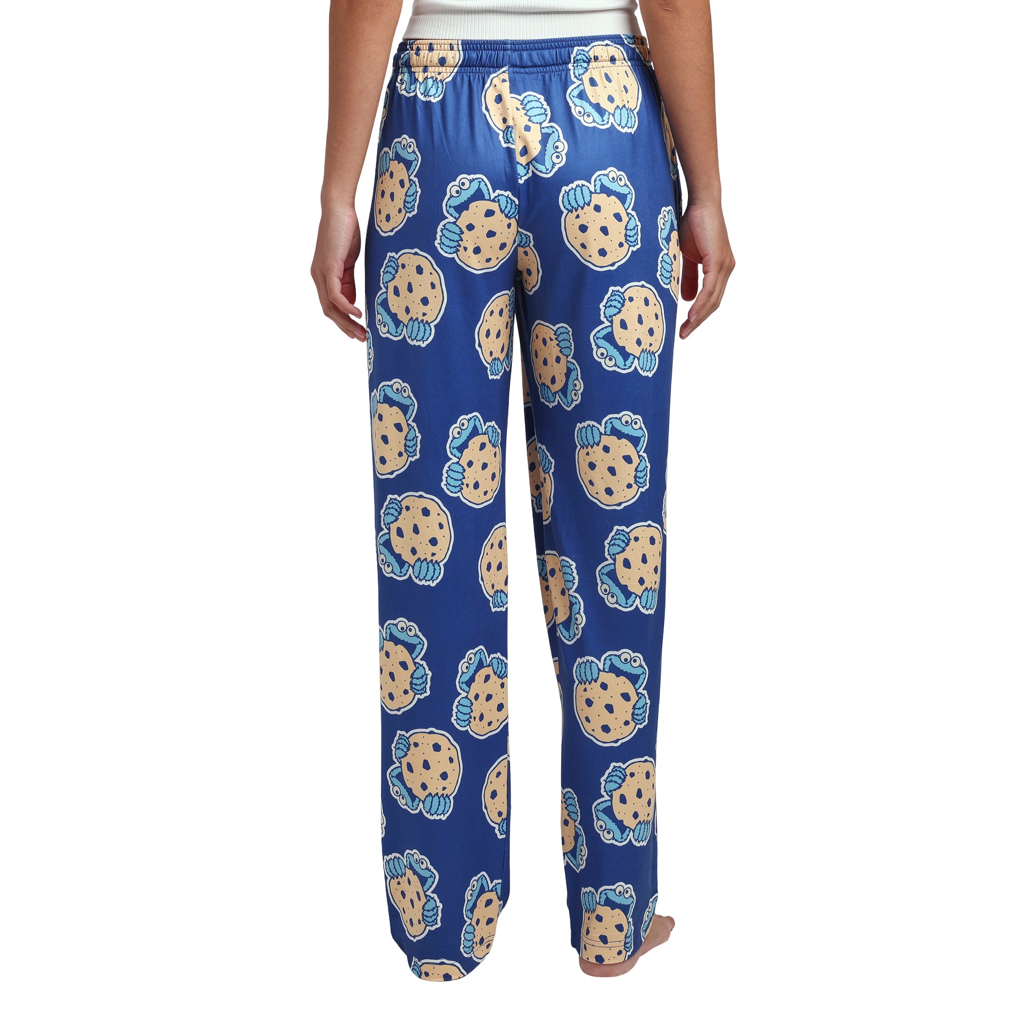 Sesame Street Cookie Monster Giant Cookie Women's Blue Quick Turn Sleep Pajama Pants