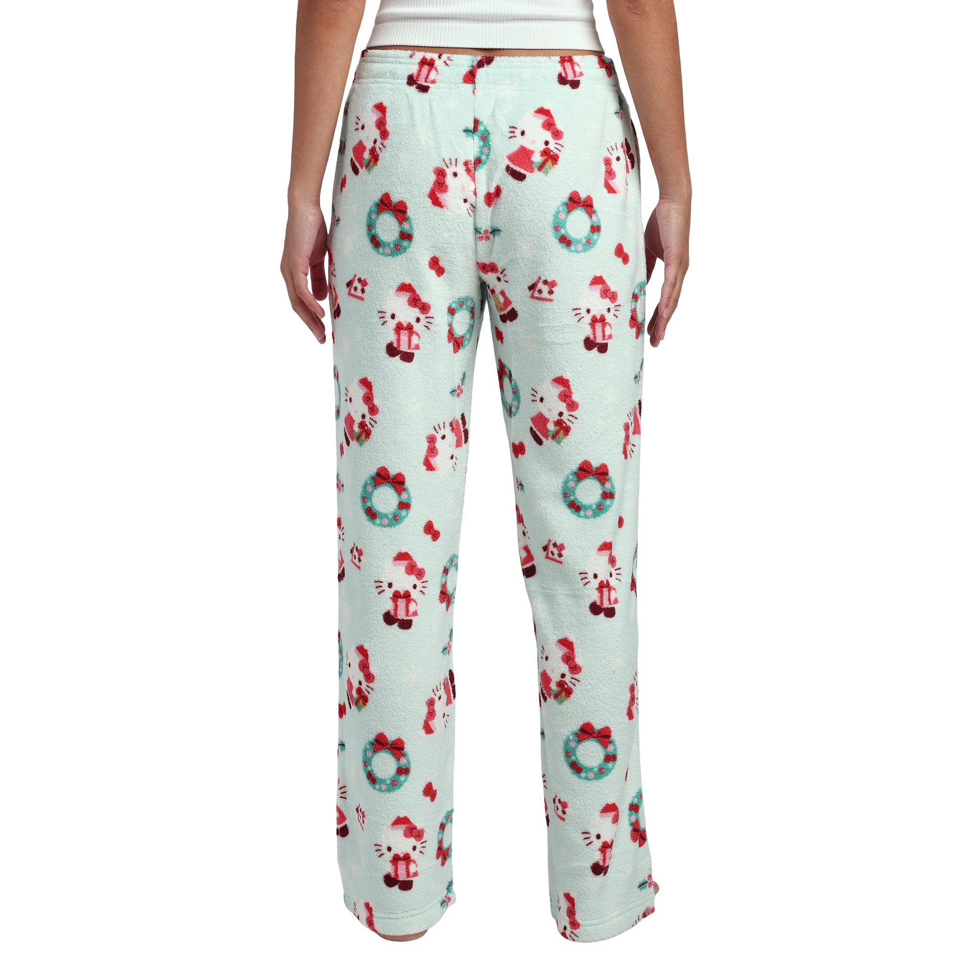 Hello Kitty Holiday All-Over Print Women's Wide Leg Sleep Pajama Pants