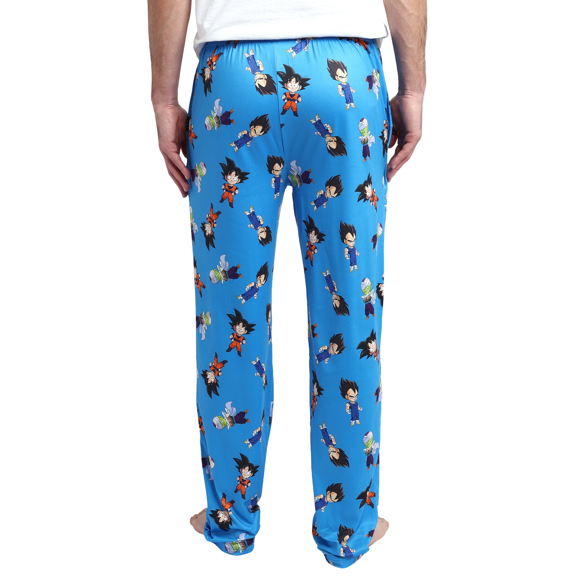 Dragon Ball Z Super Saiyan Heroes AOP Men's Light Blue Sleep Pajama Pants
