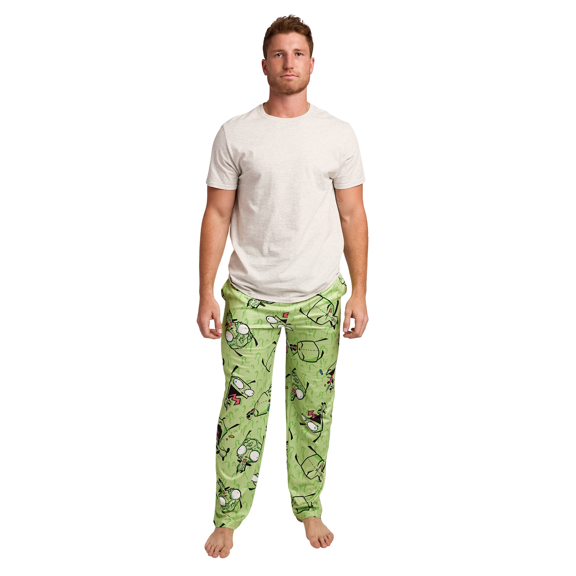 Men's Adult Invader Zim Green Sleep Pants - Irken Invasion Sleepwear