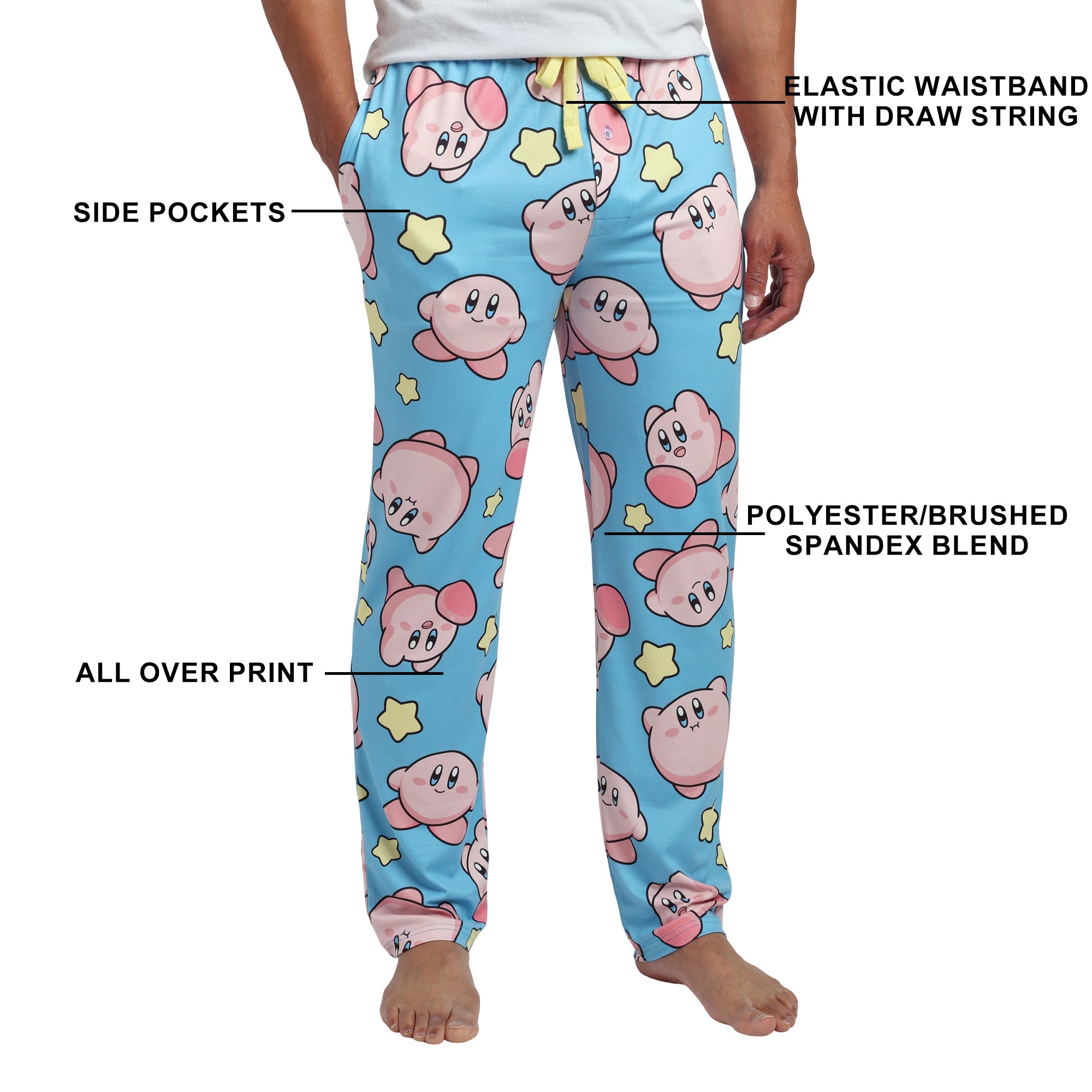 Kirby And Warp Star All-Over Print Men's Sleep Pajama Pants