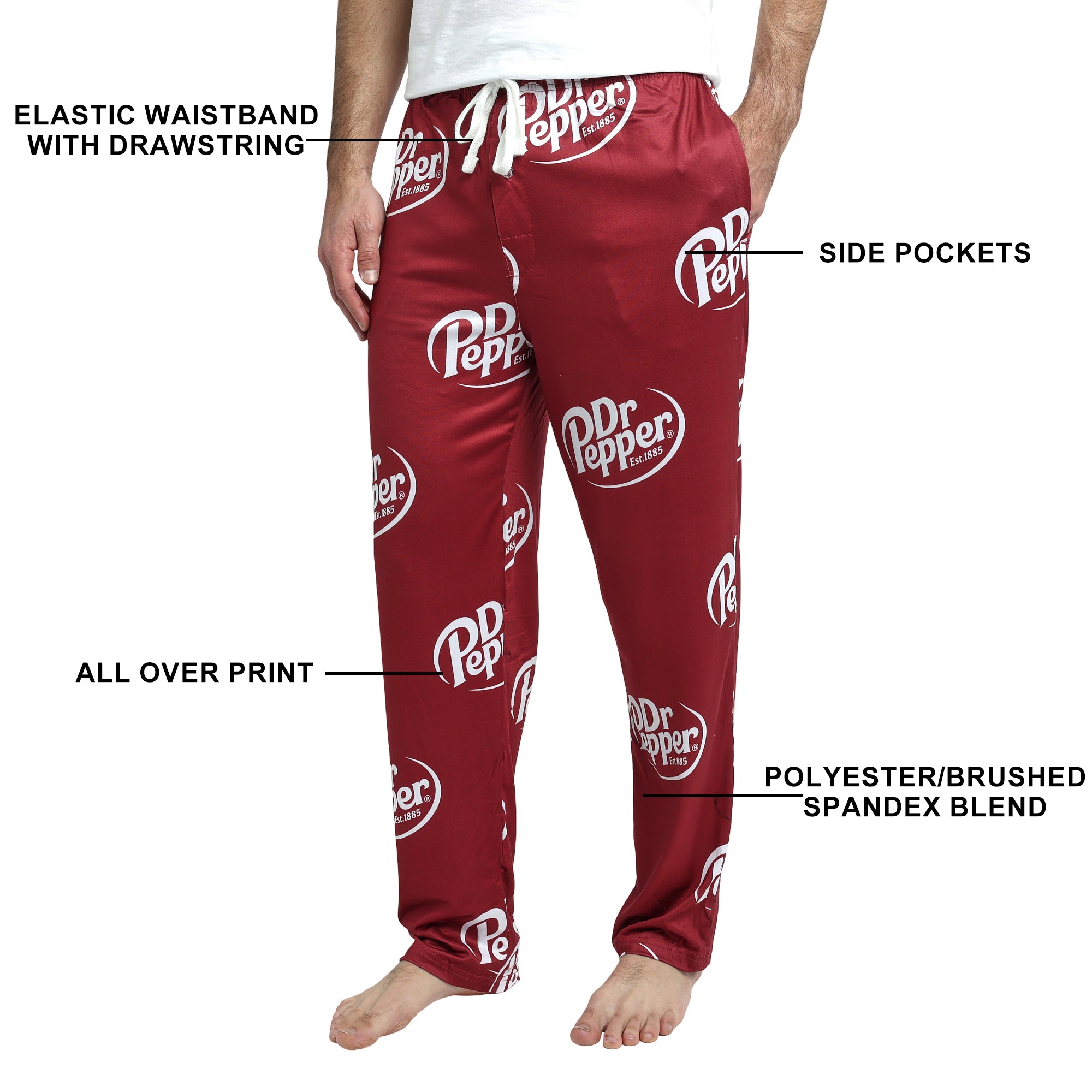 Dr. Pepper Soda Logo All-Over Print Men's Sleep Pajama Pants