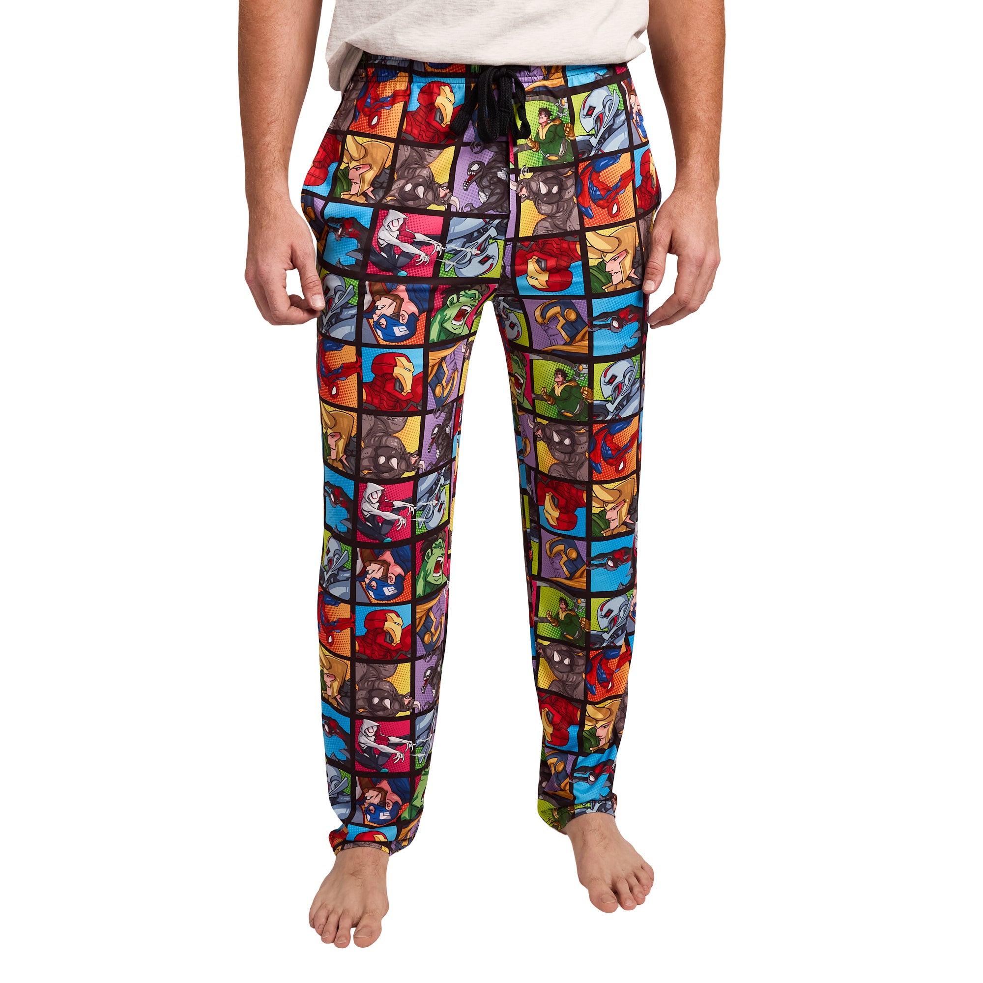 Marvel Superhero Squares Men's Black Sleep Pajama Pants