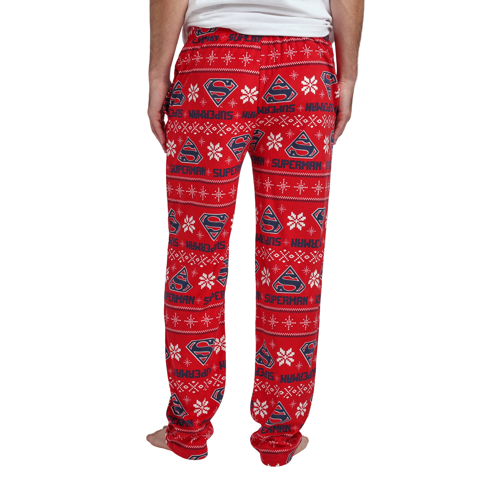 Superman All-Over Print Men's Lightweight Plush Minkey Fleece Sleep Pajama Pants
