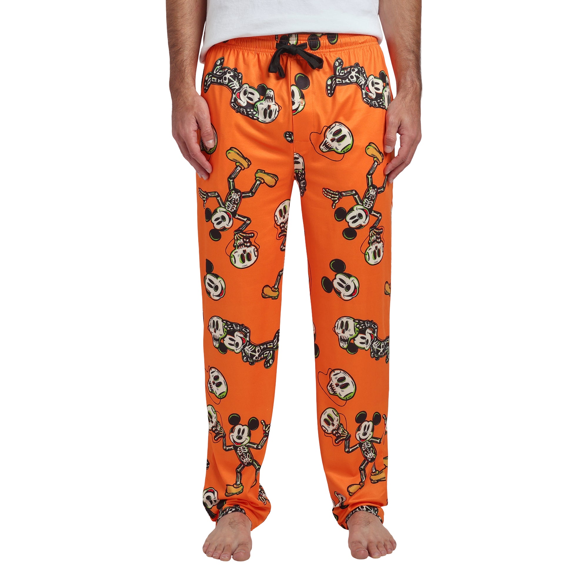 Disney Mickey Mouse Skeleton Mickey Adult Orange Sleep Pajama Pants