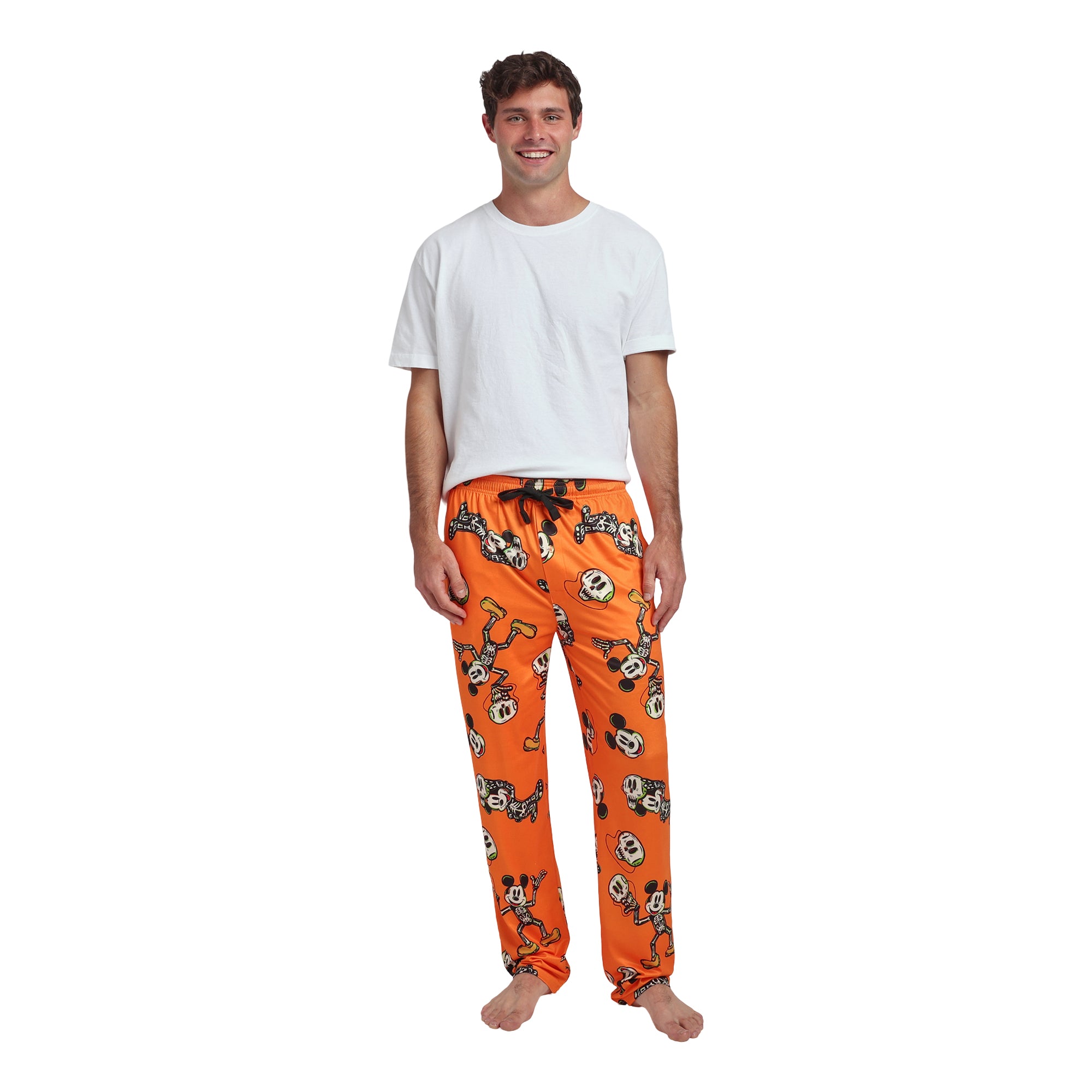 Disney Mickey Mouse Skeleton Mickey Adult Orange Sleep Pajama Pants