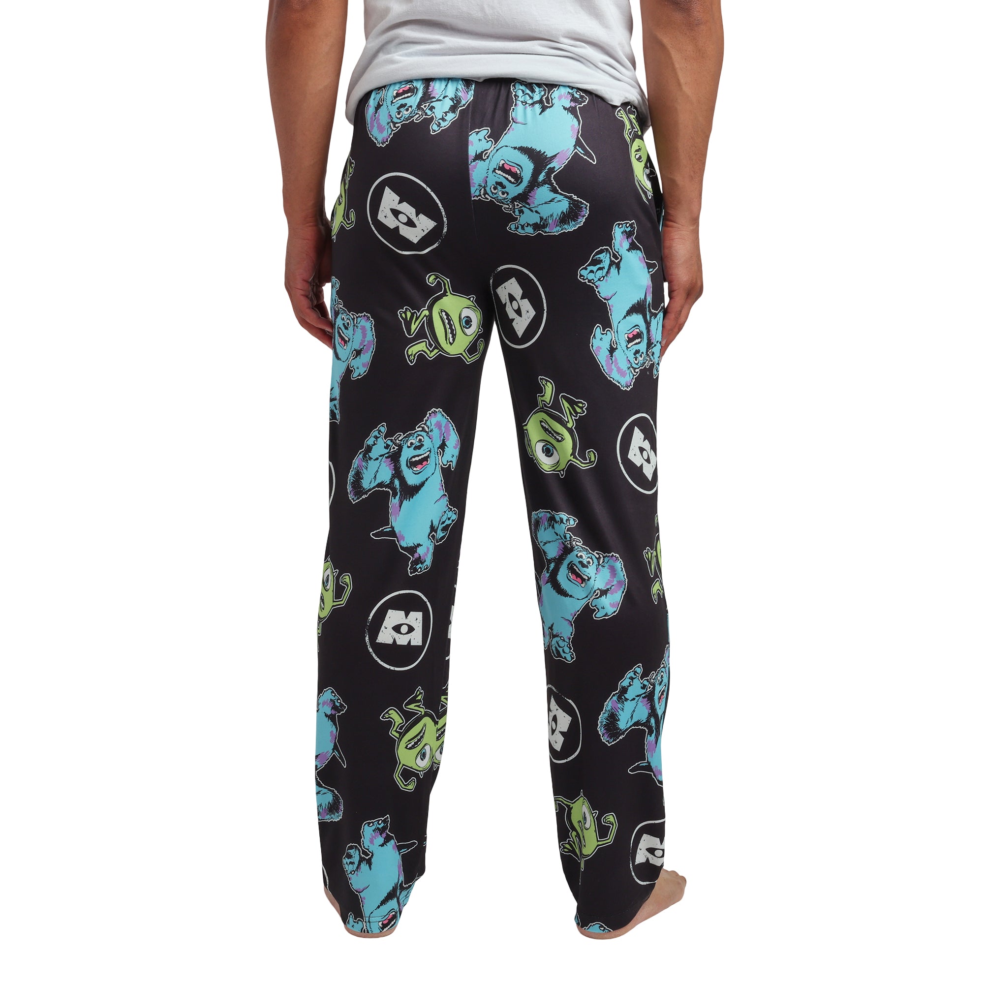 Monsters Inc Mike & Sulley All-Over Print Adult Black Sleep Pajama Pants