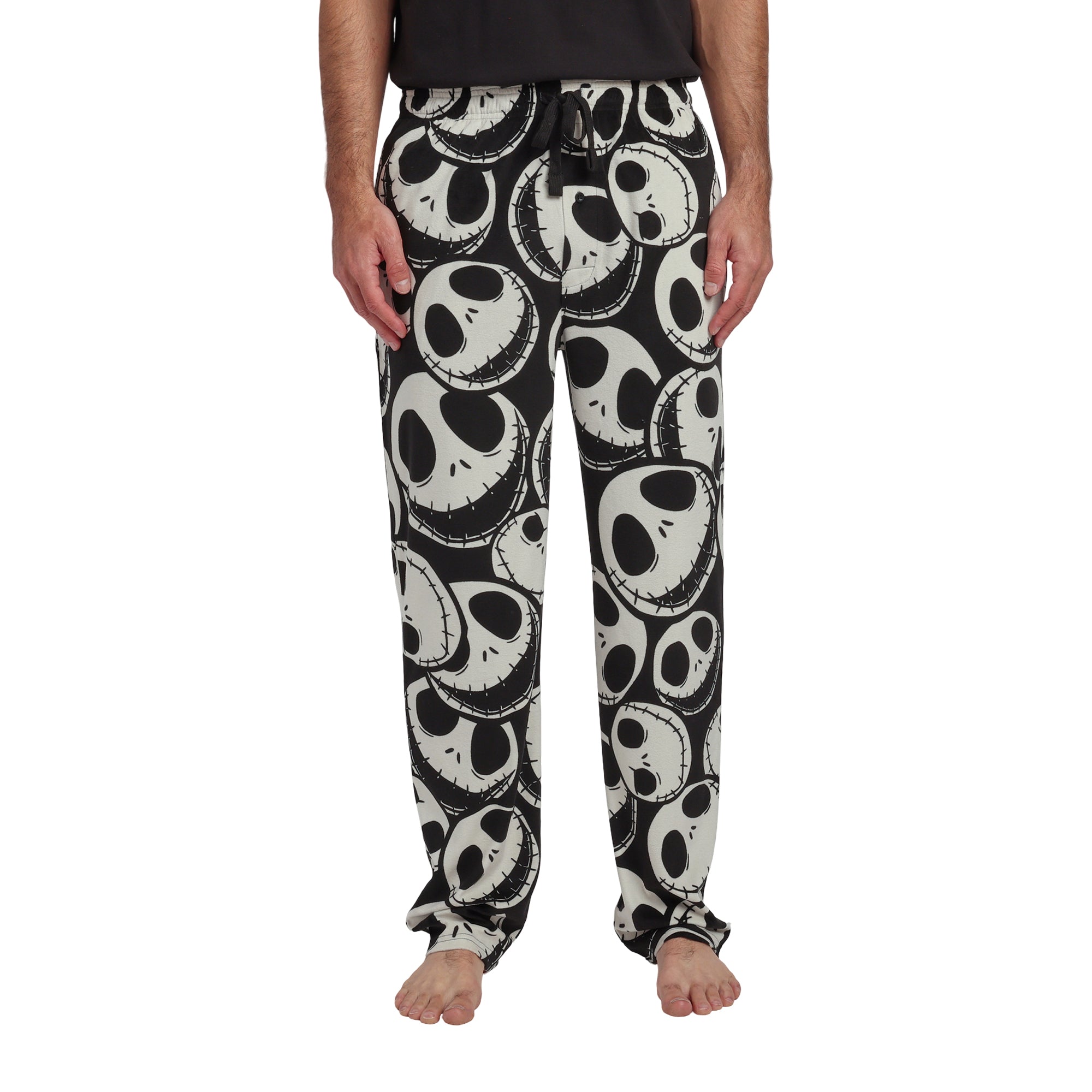Nightmare Before Christmas Jack Skellington All-Over Print Lightweight Plush Fleece Men's Sleep Pajama Pants
