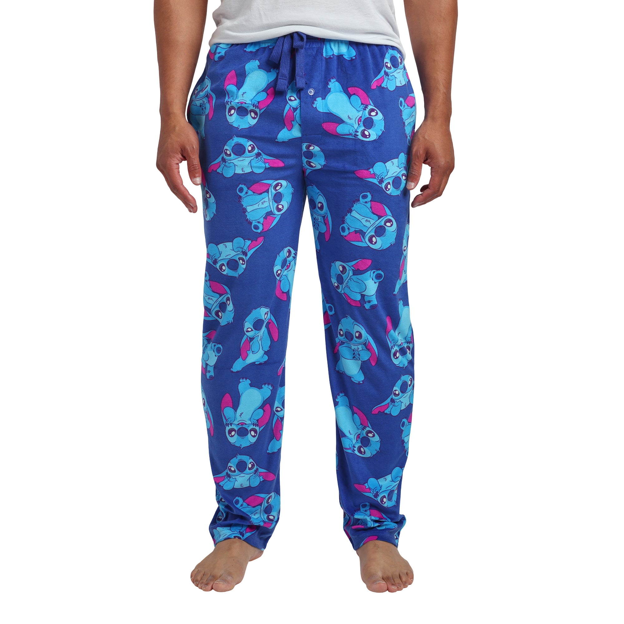 Disney's Lilo & Stitch All-Over Print Lightweight Plush Fleece Men's Sleep Pajama Pants