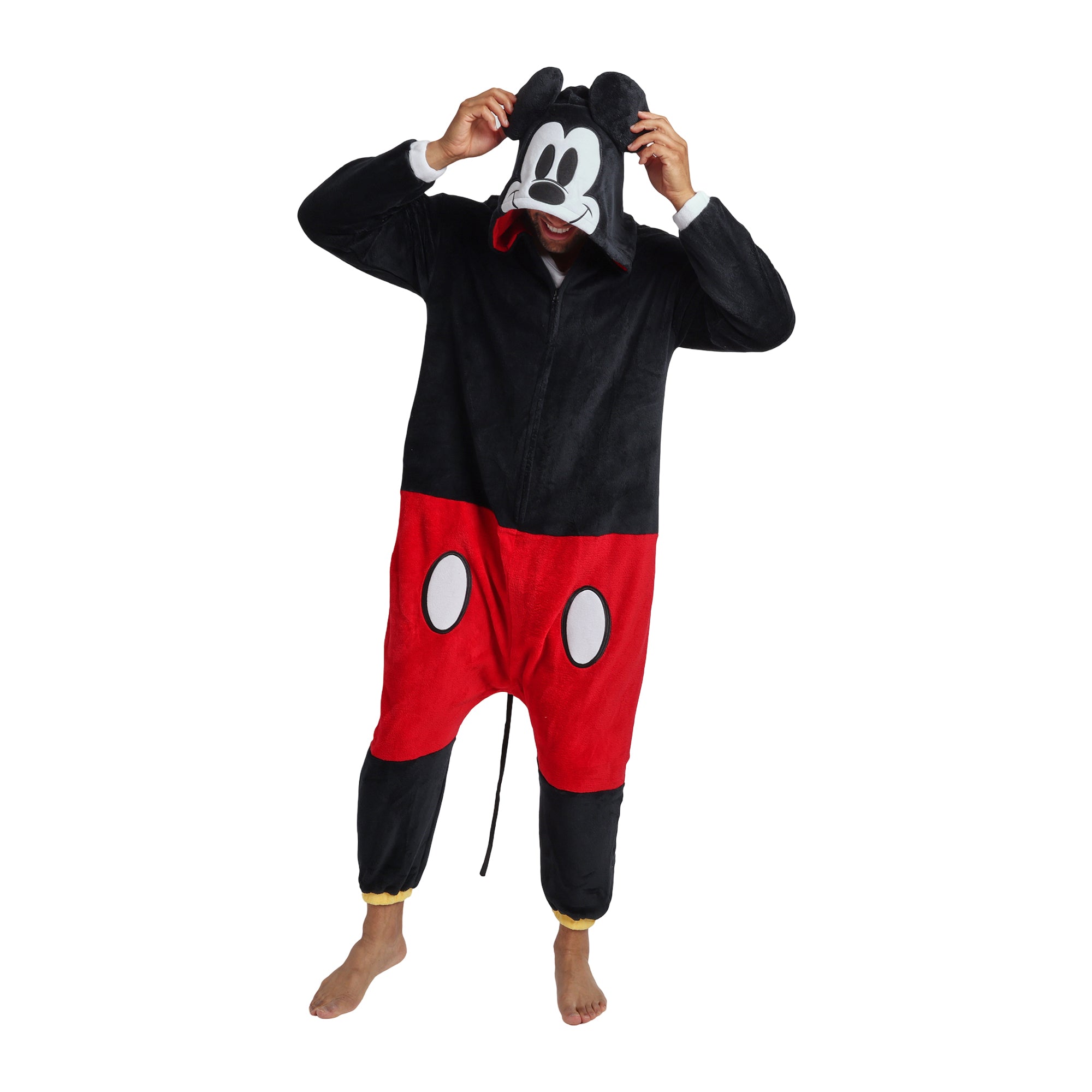 Disney Mickey Mouse Adult Long Sleeve Hooded Kigurumi Onesie Costume Cosplay Suit