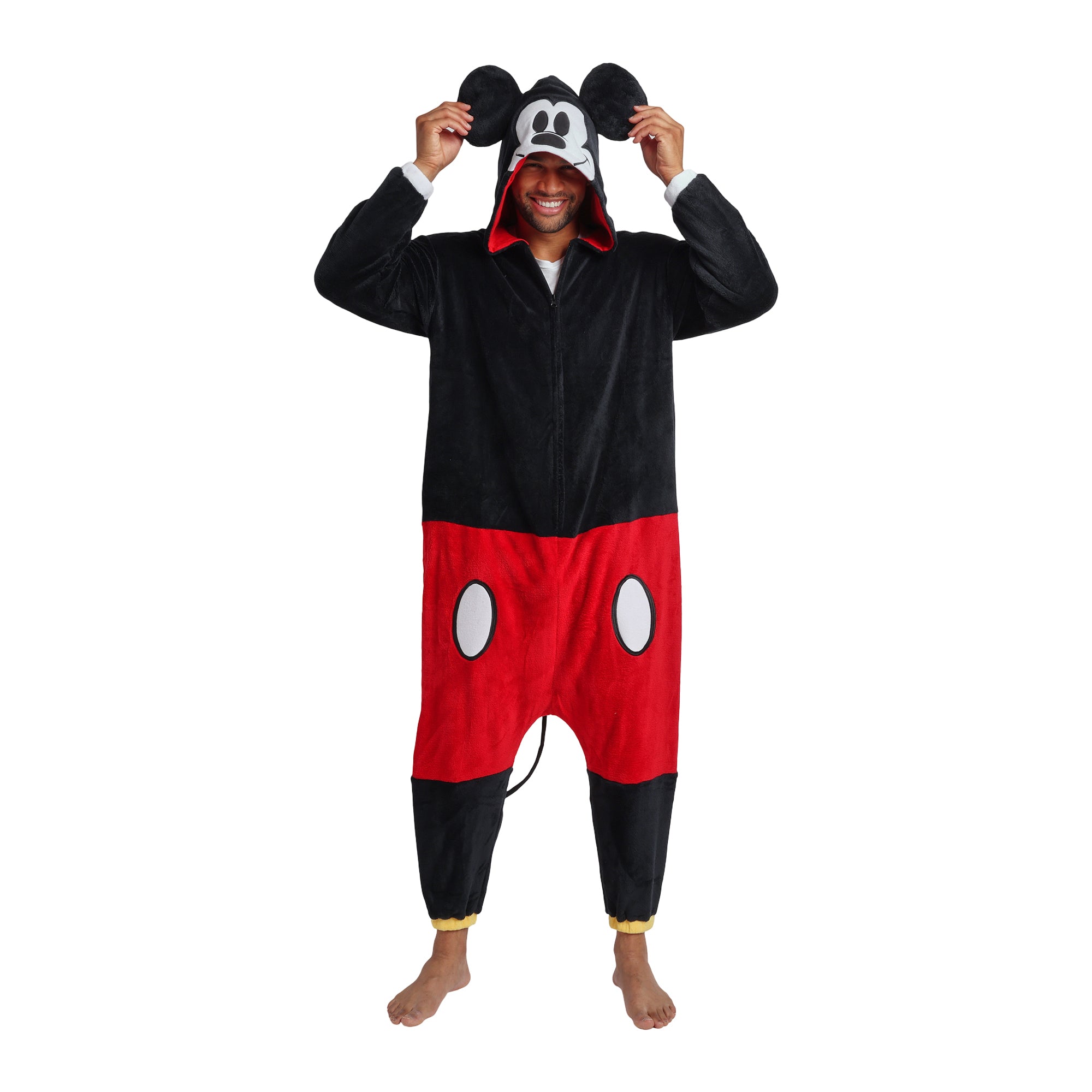 Disney Mickey Mouse Adult Long Sleeve Hooded Kigurumi Onesie Costume Cosplay Suit