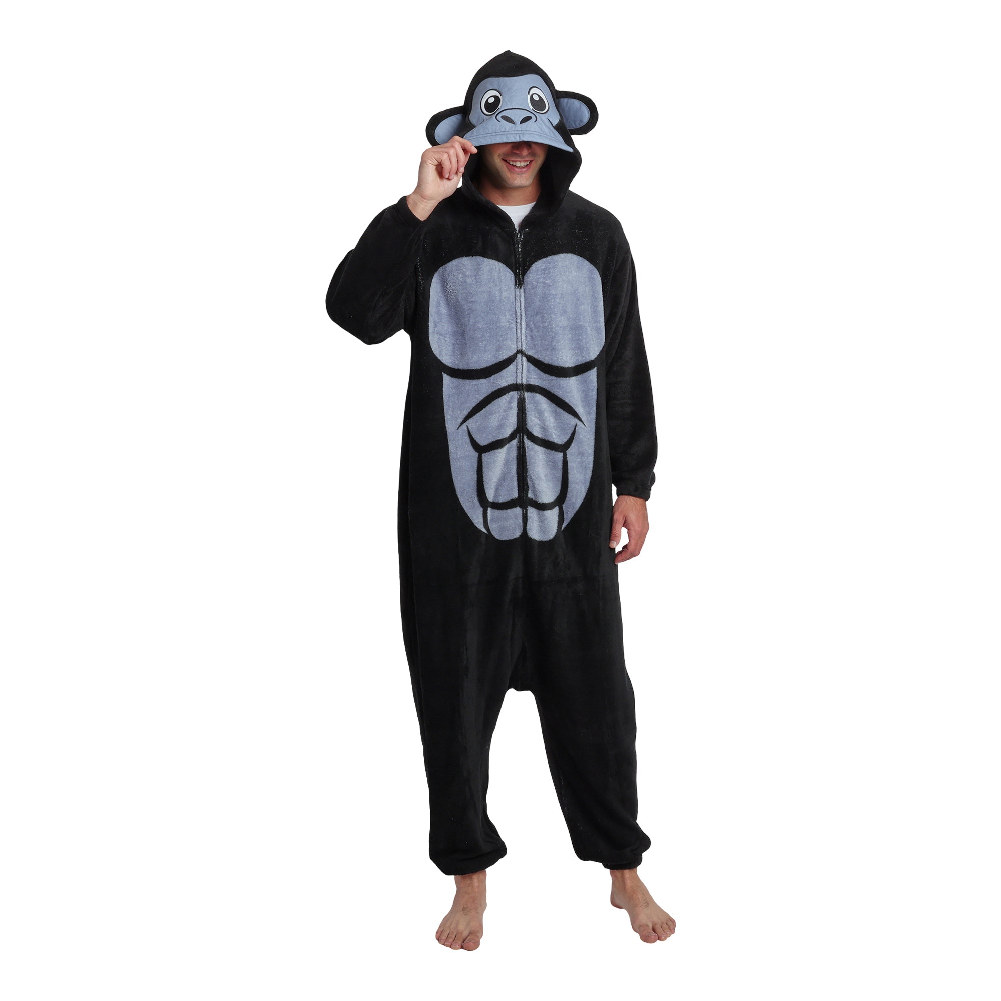 Kigurumi Gorilla Adult Cosplay Onesie Costume Union Suit With Cuffs And Hood