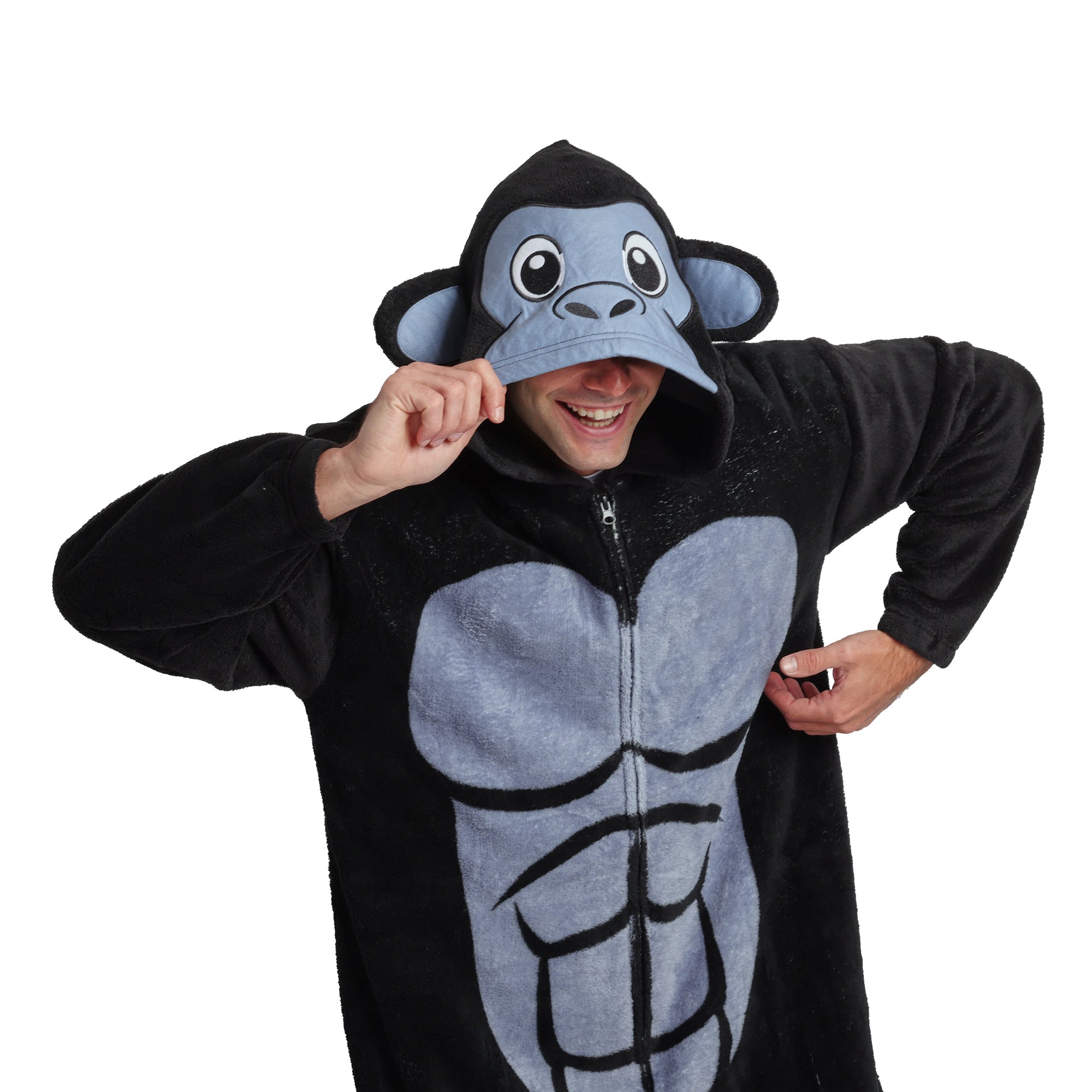 Kigurumi Gorilla Adult Cosplay Onesie Costume Union Suit With Cuffs And Hood