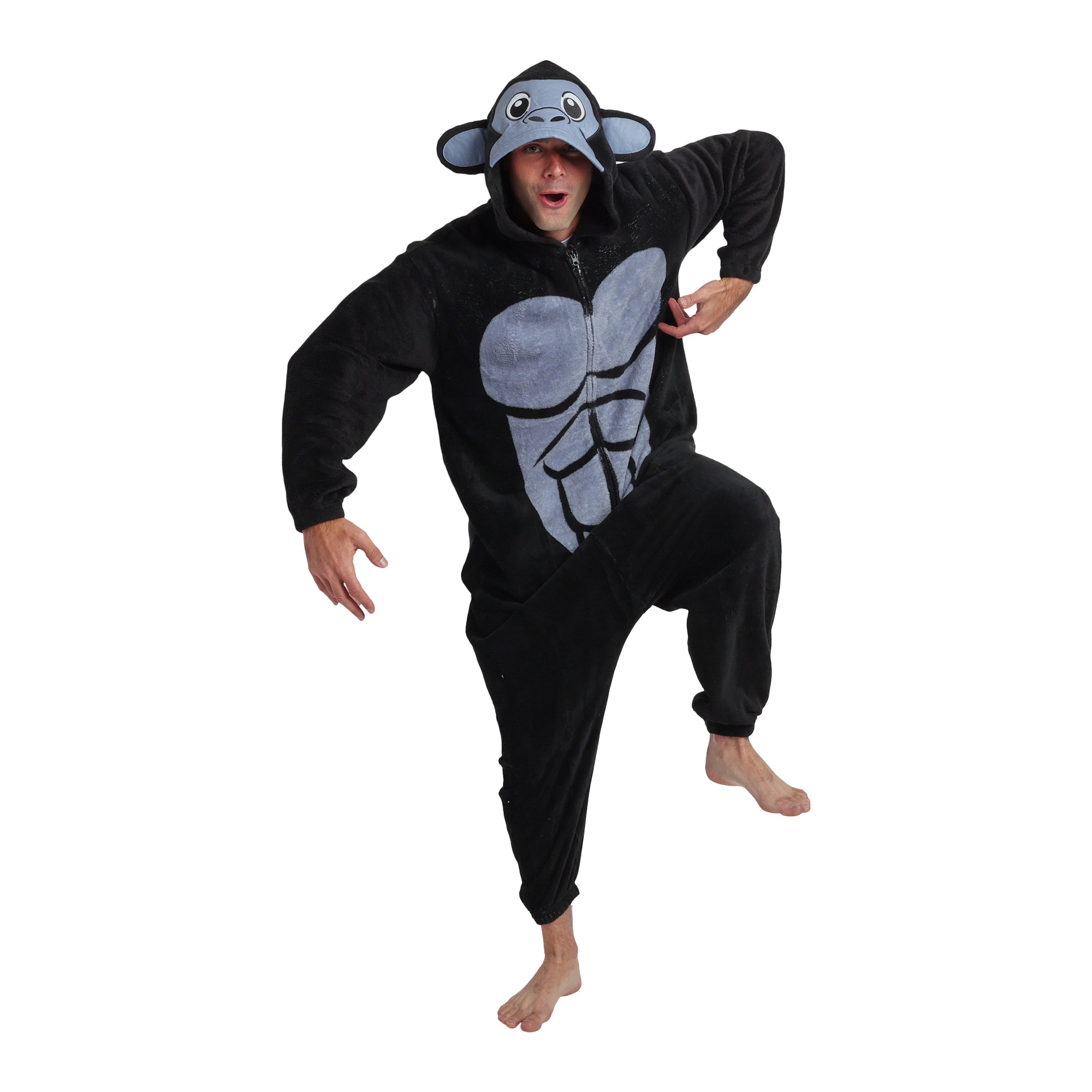 Kigurumi Gorilla Adult Cosplay Onesie Costume Union Suit With Cuffs And Hood