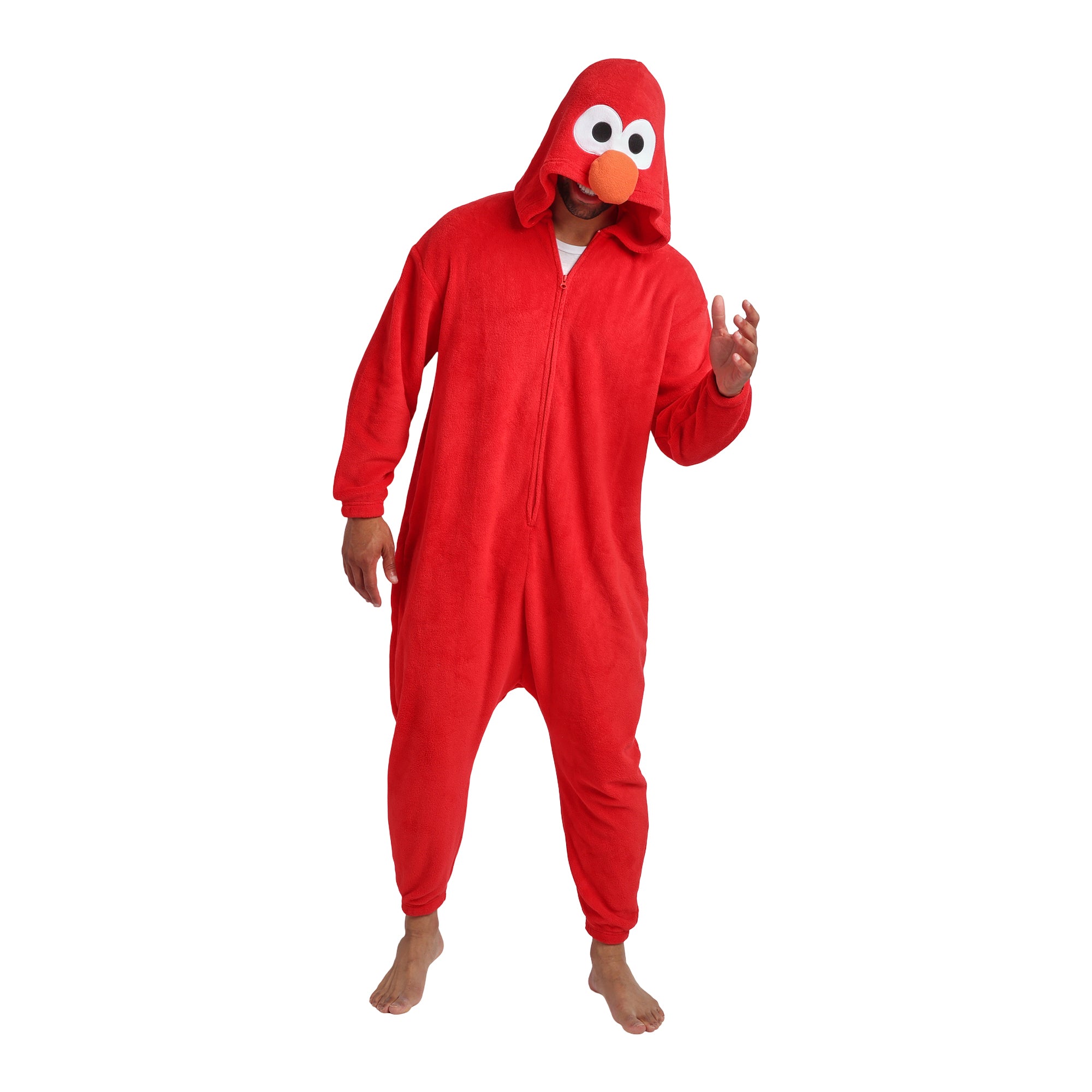 Sesame Street Elmo Adult Red Long Sleeve Hooded Kigurumi Cosplay Onesie Costume Suit