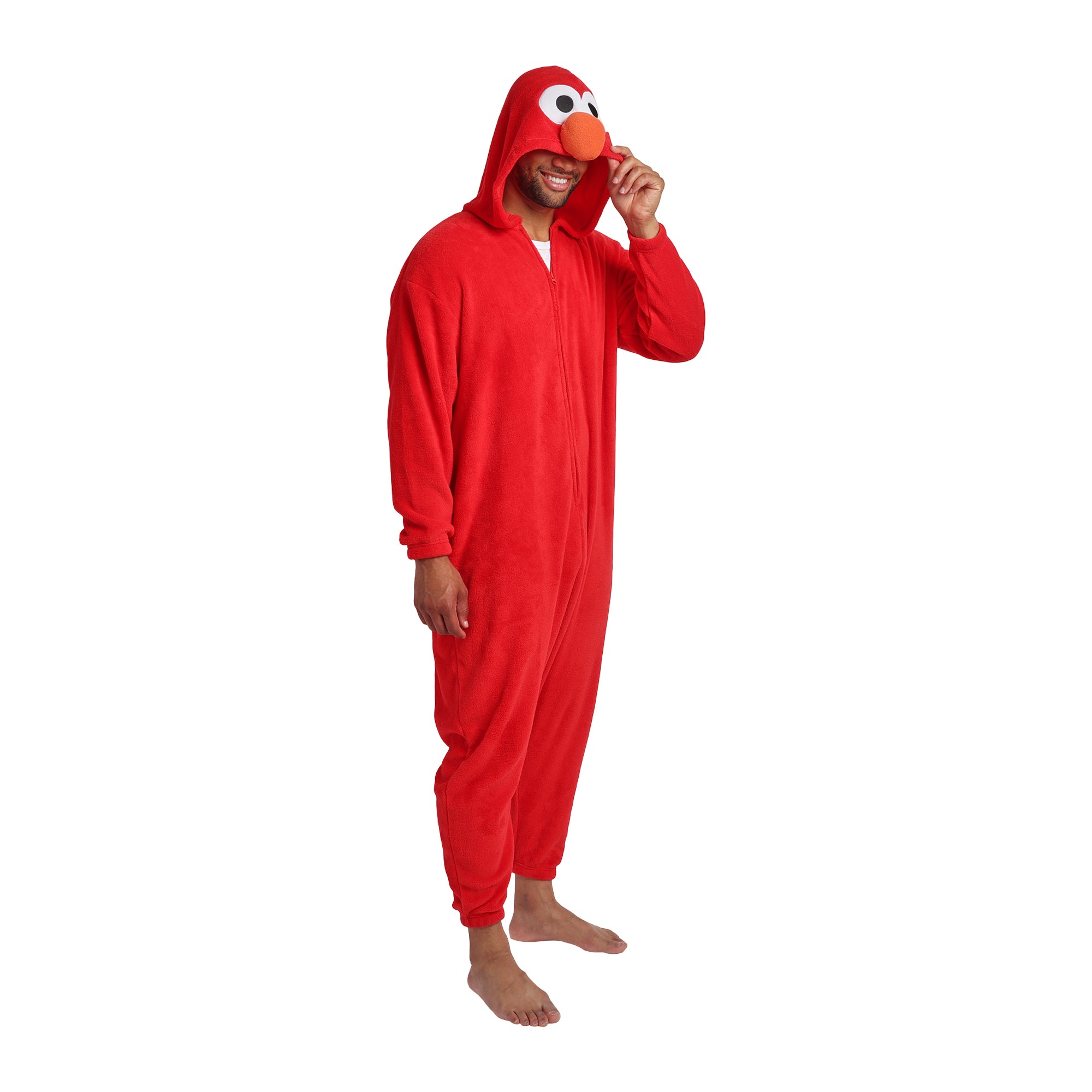 Sesame Street Elmo Adult Red Long Sleeve Hooded Kigurumi Cosplay Onesie Costume Suit