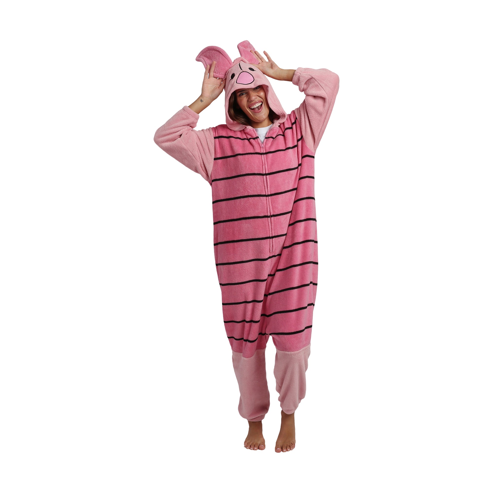 Winnie The Pooh Piglet Adult Long Sleeve Hooded Kigurumi Onesie Costume Cosplay Suit