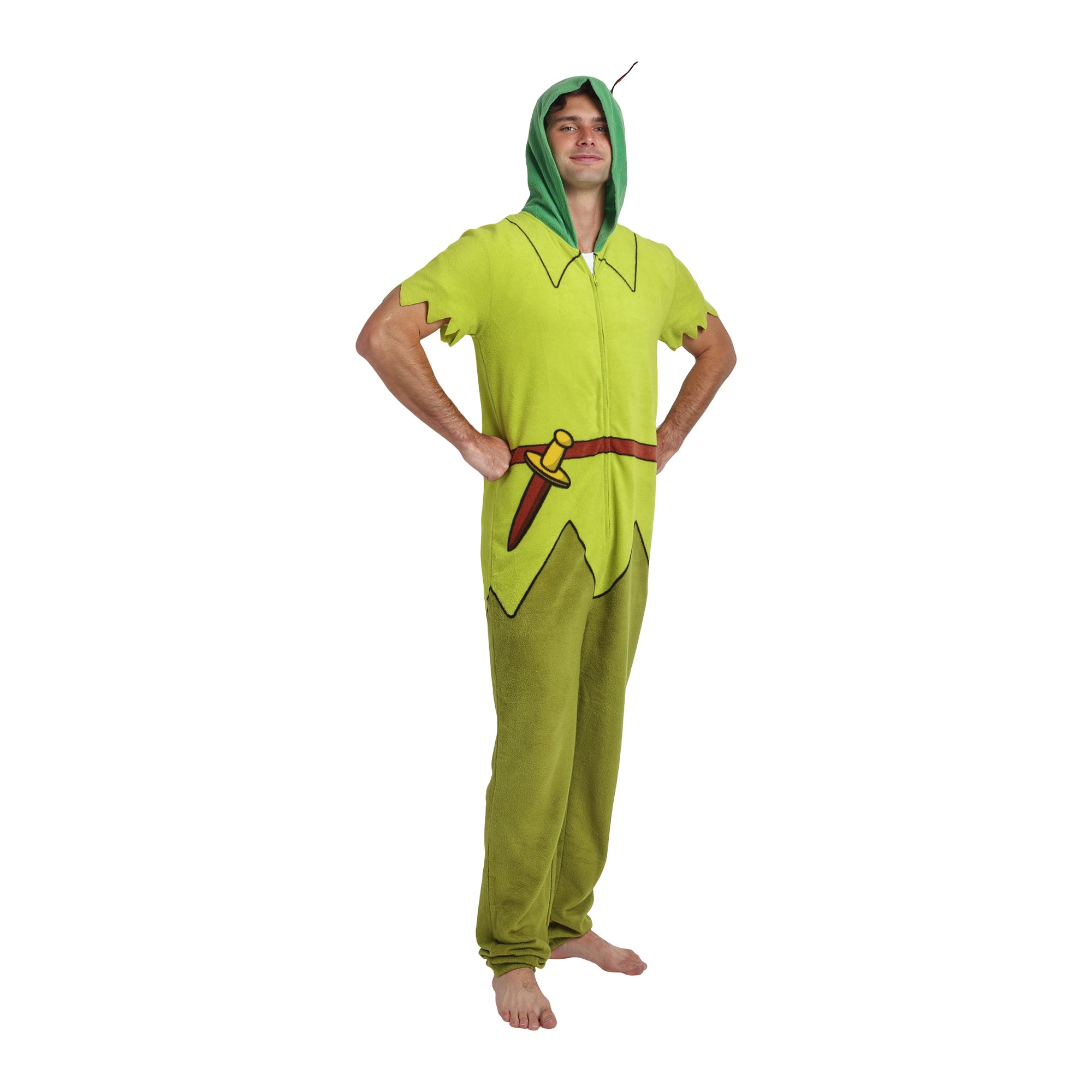 Disney Peter Pan Adult Long Sleeve Hooded Cosplay Onesie Costume Union Suit