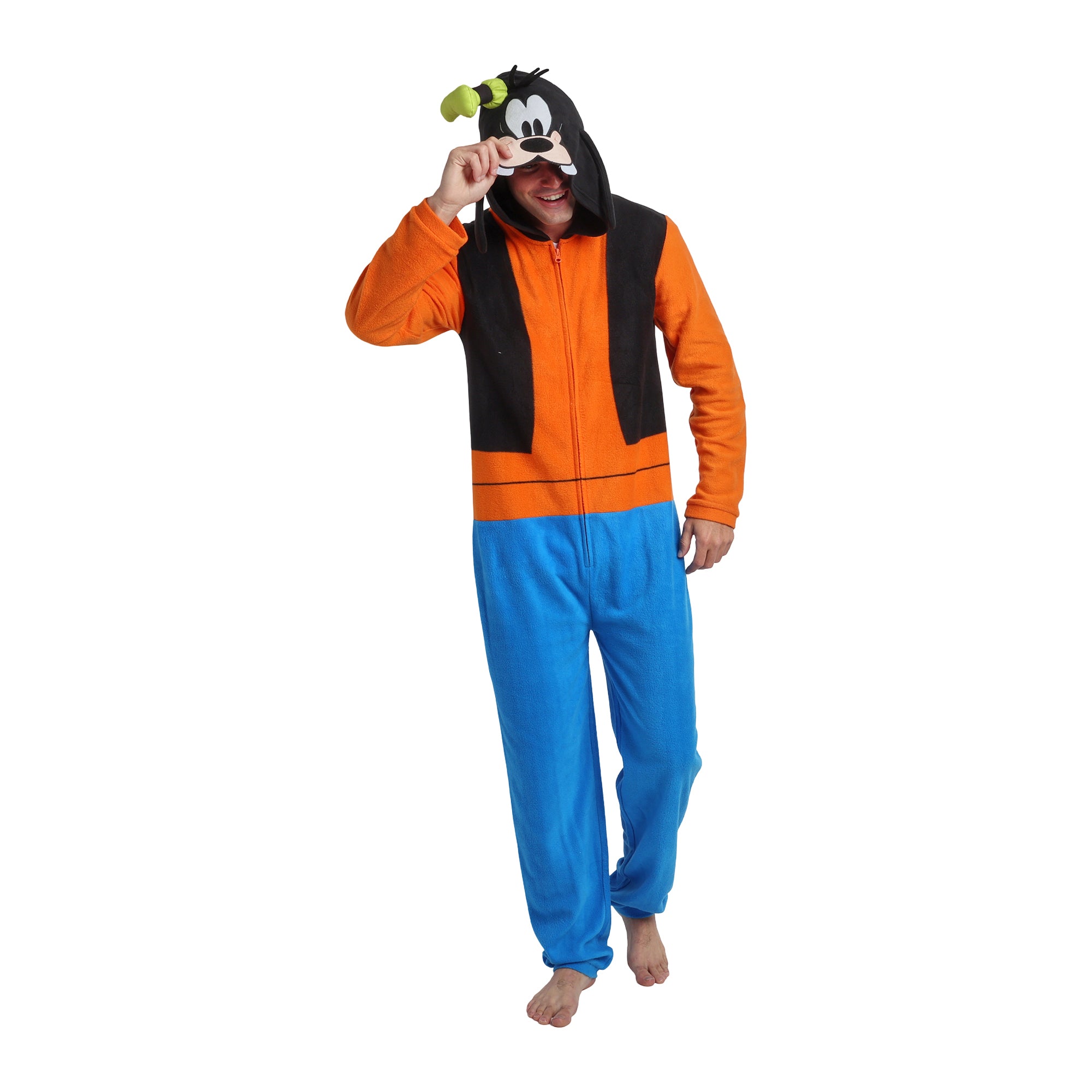 Disney Goofy Adult Long Sleeve Hooded Cosplay Onesie Costume Union Suit