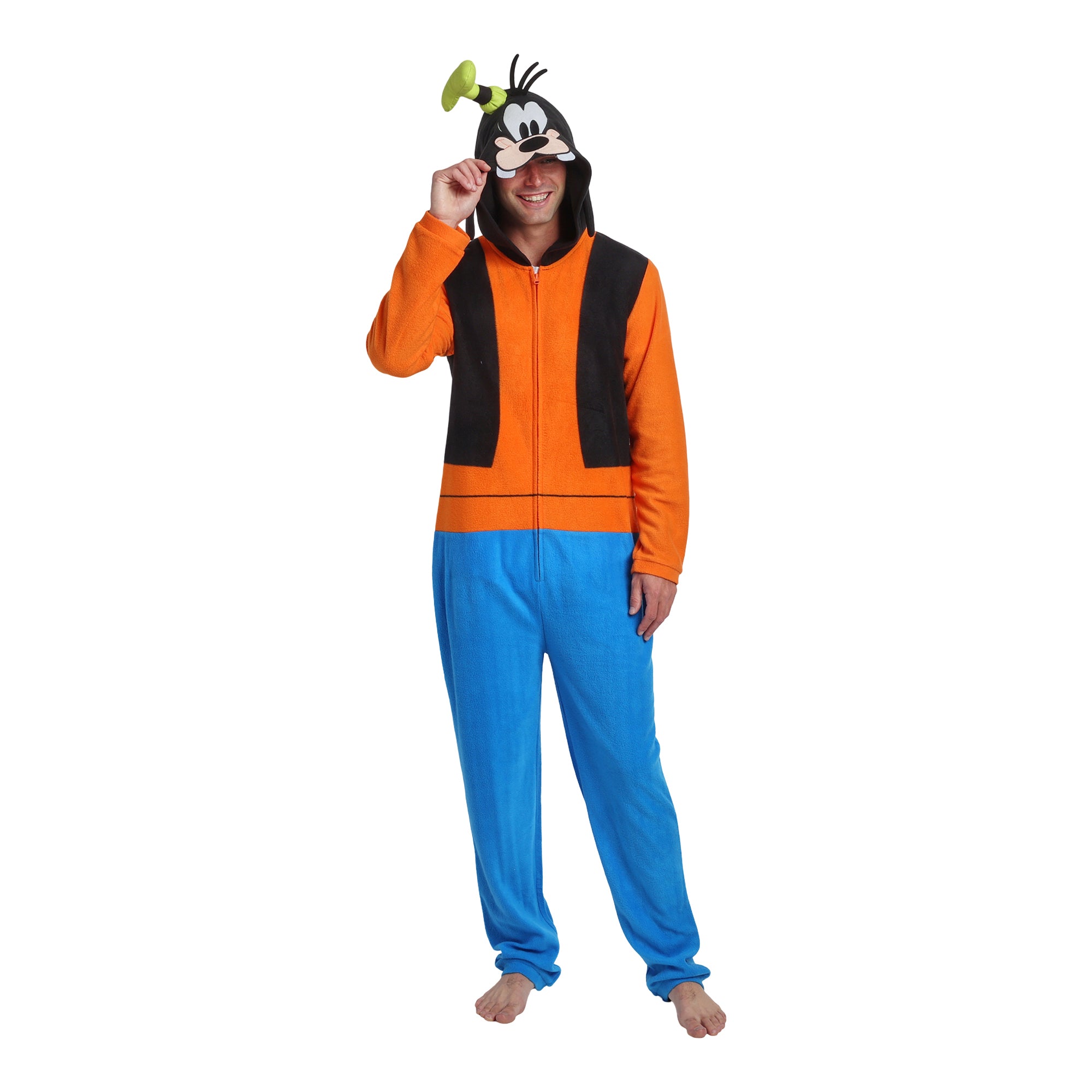 Disney Goofy Adult Long Sleeve Hooded Cosplay Onesie Costume Union Suit
