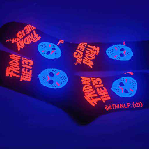 Friday The 13th Jason Voorhees Hockey Mask Men's Athletic Black Light Crew Socks