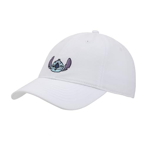 Disney Stitch Winking Face Adult Unisex White Unstructured Baseball Cap