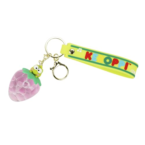 Keroppi Liquid-Filled Strawberry 2.5" Keychain With Wristlet Strap
