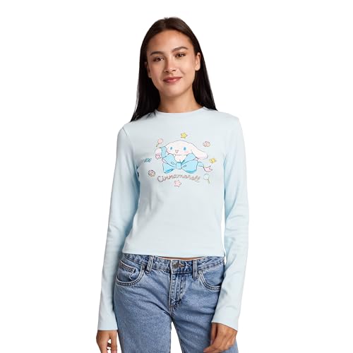Cinnamoroll Stars Women's Blue Long Sleeve Baby Tee
