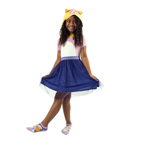 LankyBox Foxy Girl's Purple Short Sleeve Hooded Cosplay Dress