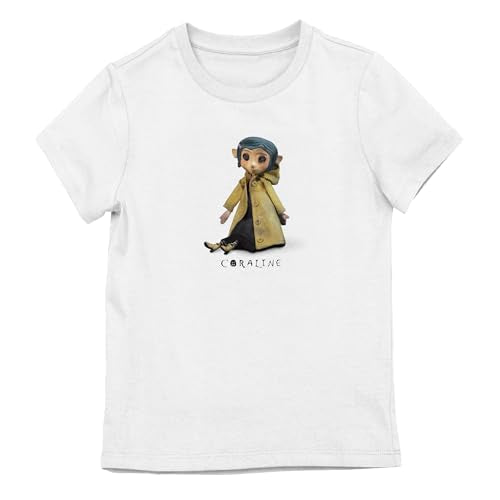 Coraline Sitting Doll Youth Girl White Short Sleeve Tee