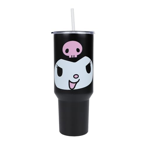 Sanrio Kuromi Vacuum Insulated 40 Oz. Stainless Steel Tumbler with Leak-Proof Lid & Easy Carry Handle for Travel or Home