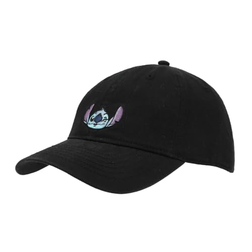 Disney Stitch Winking Face Adult Unisex Black Unstructured Baseball Cap