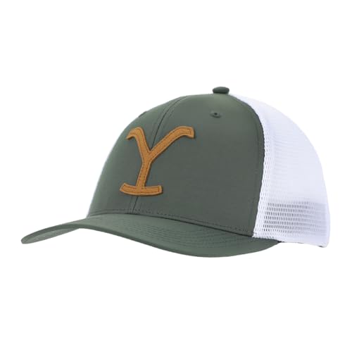 Yellowstone Logo Olive Elite Flex Trucker Hat