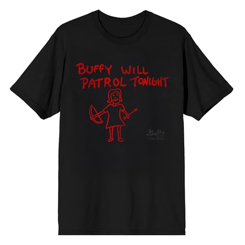Buffy The Vampire Slayer Buffy Will Patrol Tonight Adult Black Crew Neck Short Sleeve T-shirt