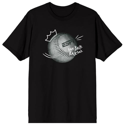 ESPN Baseball Crown & Logo Adult Black Crew Neck Short Sleeve T-shirt