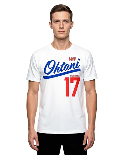 Shohei Ohtani MVP Ohtani Players #17 Men's White Crew Neck Short Sleeve T-Shirt