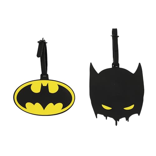 Batman Bat Signal and Mask Molded Rubber Luggage Tags (Set of 2)