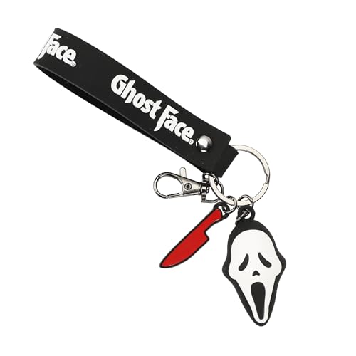 Ghostface Molded with Knife Icon Charm and Rubber Strap Keychain