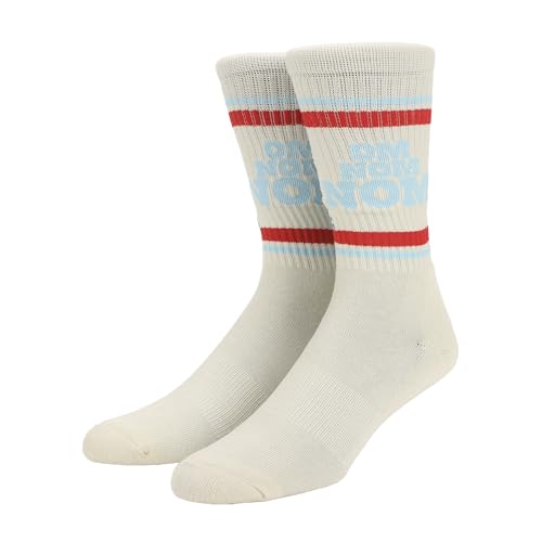 Sesame Street Om Nom Nom Striped Mens Athletic Crew Socks