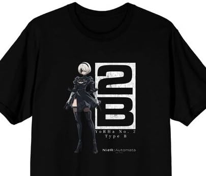 NieR Automata 2B Character Pose Adult Black Crew Neck Short Sleeve T-shirt