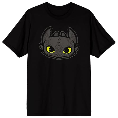 How to Train Your Dragon Toothless Head Vector Graphic Adult Black Crew Neck Short Sleeve T-shirt