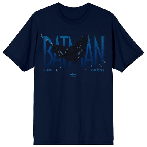 Batman Caped Crusader Batman Silhouette Adult Navy Crew Neck Short Sleeve T-shirt