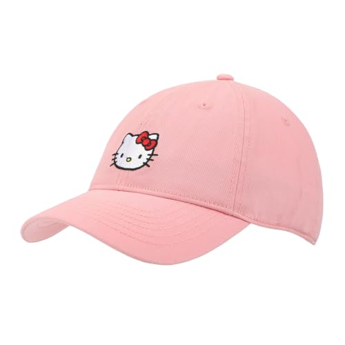 Hello Kitty Embroidered Character Pink Unstructured Baseball Cap